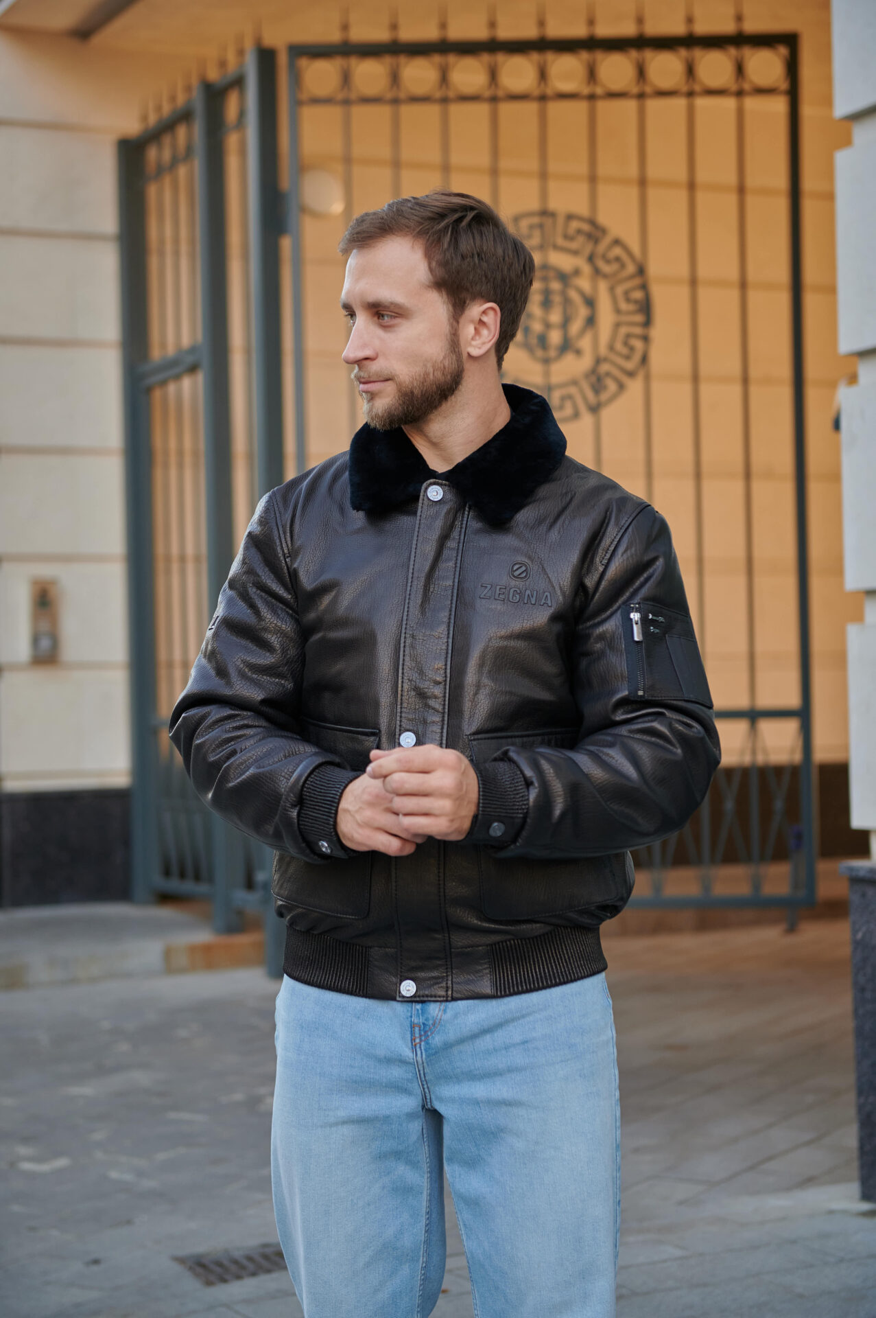Фото (Zegna) Мужская Куртка Из Кожи Теленка Изображение (Zegna) Мужская Куртка Из Кожи Теленка